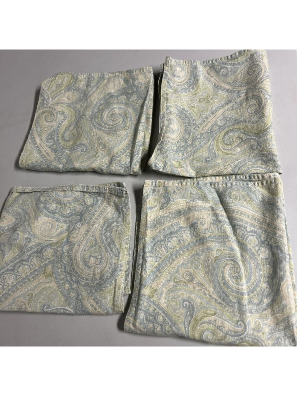 Ralph Lauren Cloth Napkins Green Yellow Paisley